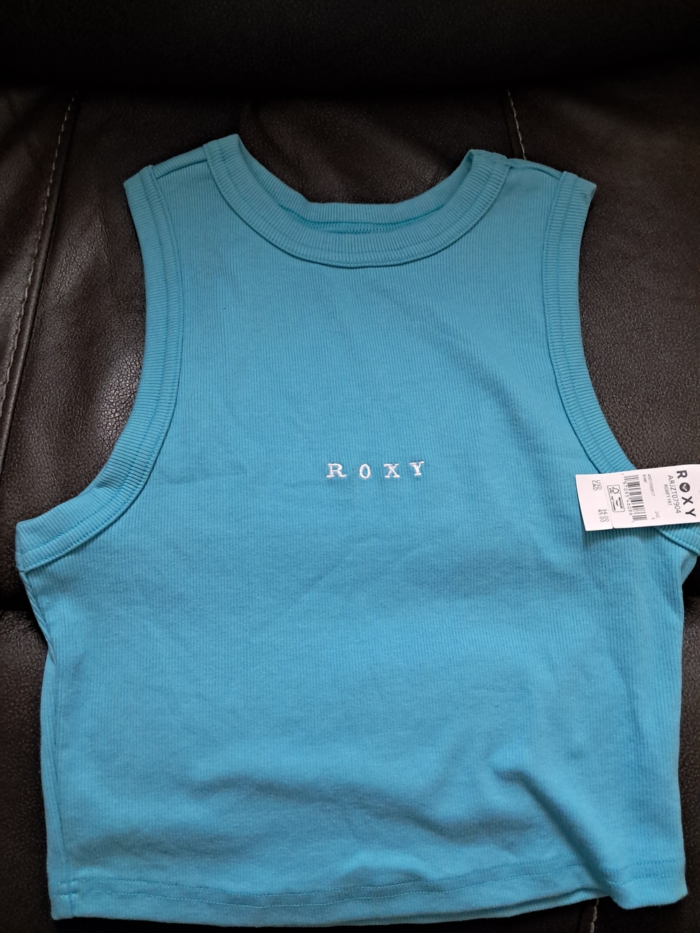 Roxy Girls' Teal Blue Ribbed Crop Tank